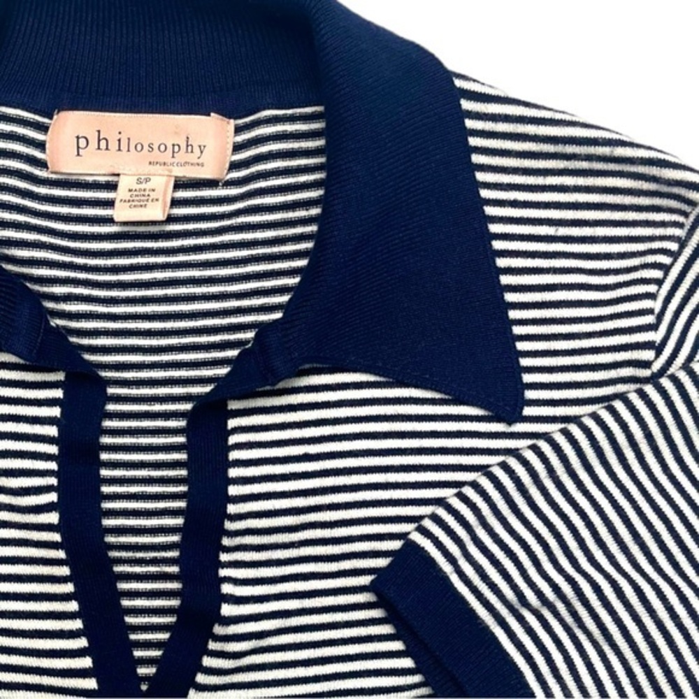 Philosophy super soft striped short sleeve sweater top